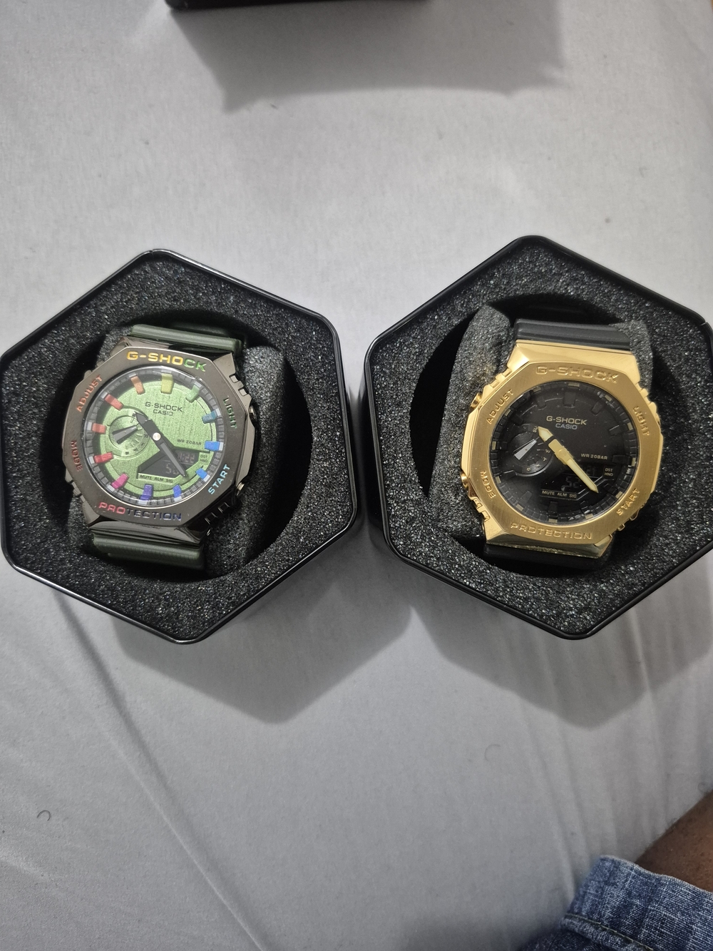 G-SHOCK Men's Black and Green Resin Watch - Shock Resistant